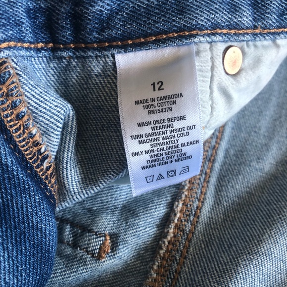 Aeropostale Shorts Light Blue Denim Jean Mom Hi Waist Distressed Size 12 - Picture 5 of 11